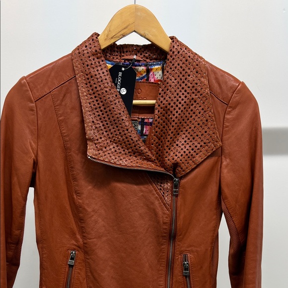 Burnt Orange Leather Jacket - Picture 2 of 12
